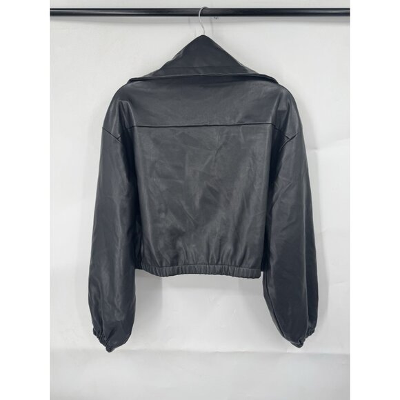 Ci Sono Outerwear Faux Vegan Leather Cropped Moto Jacket Women M Black Grunge - Picture 2 of 9